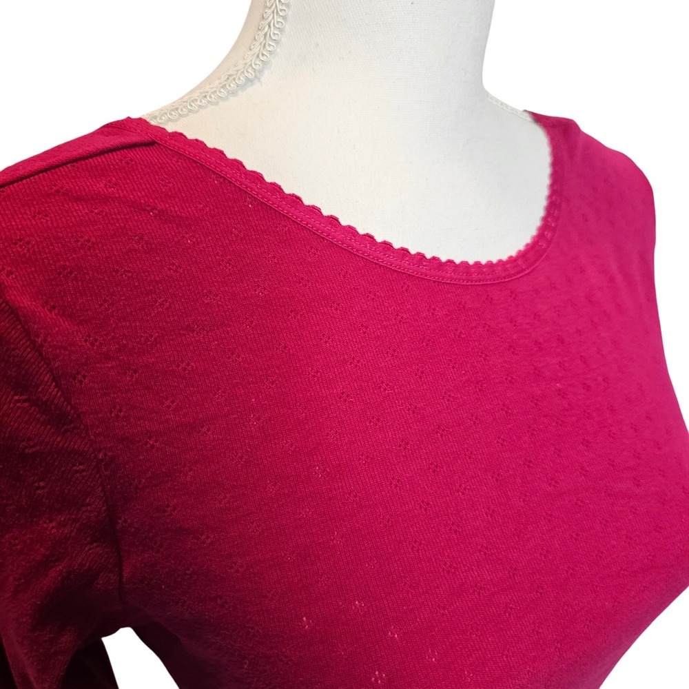 Savage X Fenty Pink Fuchsia Cotton Jersey Knit Long Sleeve Crop Top Size Small - Picture 5 of 10